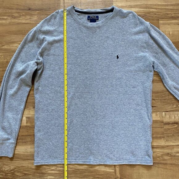 POLO RALPH LAUREN XL Mens Gray Sleepwear Thermal Waffle Knit LS Shirt Crewneck - Picture 12 of 13